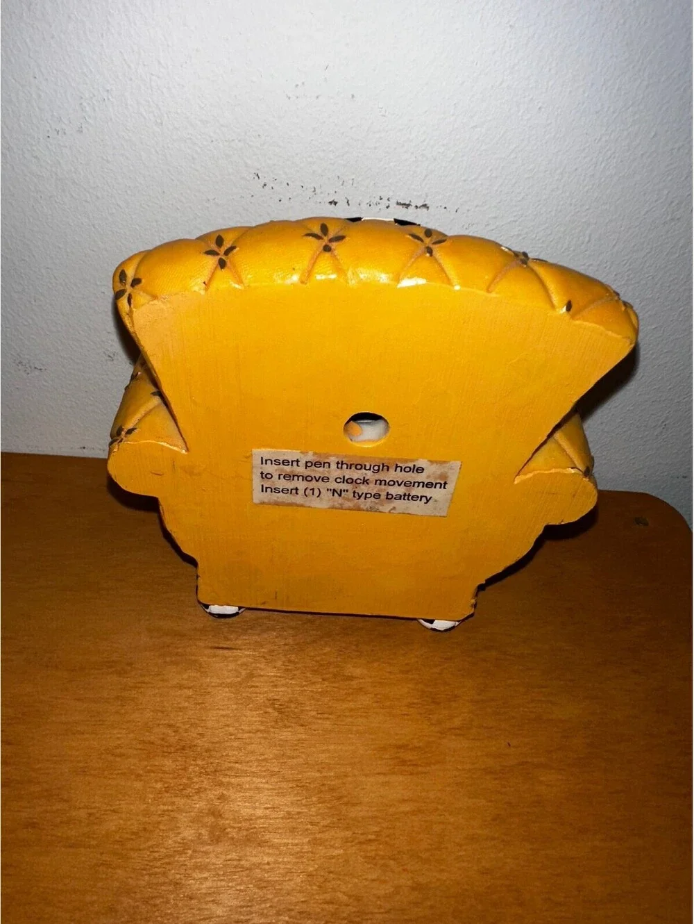 Milton and Louis Novelty Vintage Yellow Armchair Clock
